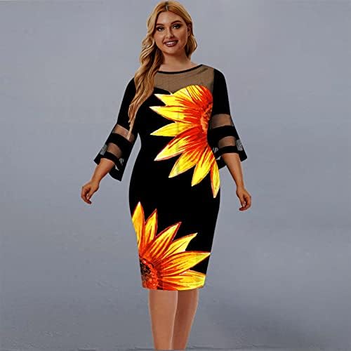 Spandex Elbise Genç Kızlar için Yaz Sonbahar Uzun Kollu Midi Artı Boyutu Casual Wrap Kalem Patchwork Elbise Kadınlar