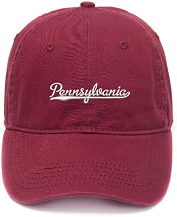 Erkek Beyzbol Şapkaları Pennsylvania-PA İşlemeli Baba Şapkası Yıkanmış Pamuklu Şapka
