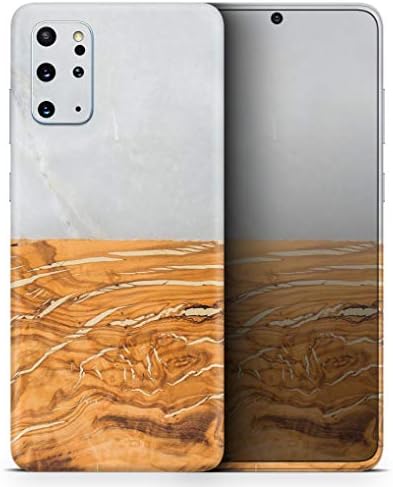 Tasarım Skinz Mermer ve Ahşap Karışımı V1 2 Koruyucu Vinil Çıkartması Wrap Cilt Kapak ile Uyumlu Samsung Galaxy S20