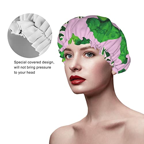 Kadınlar Kullanımlık Streç Hem Saç Şapka Brokoli Vegan Yeşil Pembe Çift Katmanlar Su Geçirmez Duş Başlığı banyo bonesi