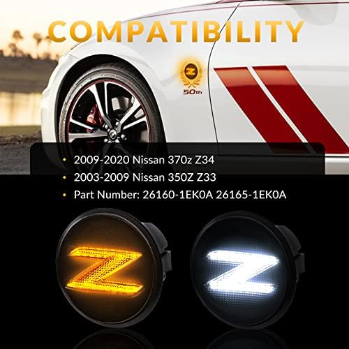 DERMOKA LED yan sinyal lambası Nissan 370z Z34 2009-2020, 350z Z33 2003-2009 Sıralı Amber Dönüş Sinyalleri ve Beyaz