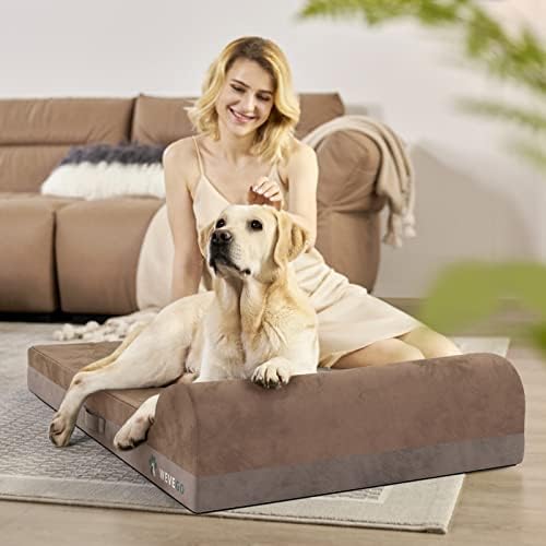 WEVEGO Jumbo köpek Yatağı, Yastıklı Büyük Köpek Yatağı, Kalınlaşmak Jel Hafızalı Köpük Pazen Kumaş Köpek Yatağı, Dayanıklı