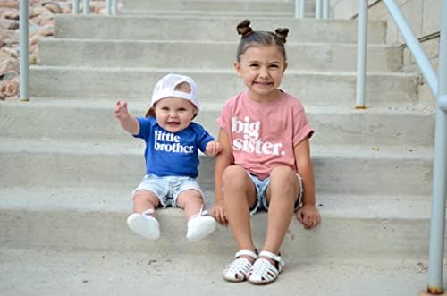 Kalın Büyük Kardeş Renkli Kardeş Ortaya Duyuru T - Shirt Bebek ve Yürümeye Başlayan Kızlar için Kardeş Kıyafetler