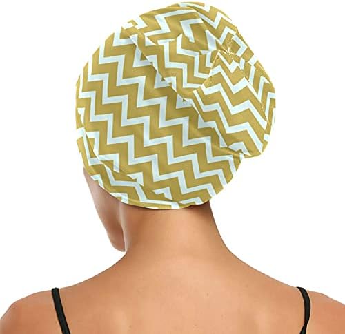 Kafatası Kap Uyku Kap Çalışma Şapka Bonnet Beanies Kadınlar için Çizgili Sarı Mavi Uyku Kap Çalışma Şapka Saç Şapkalar