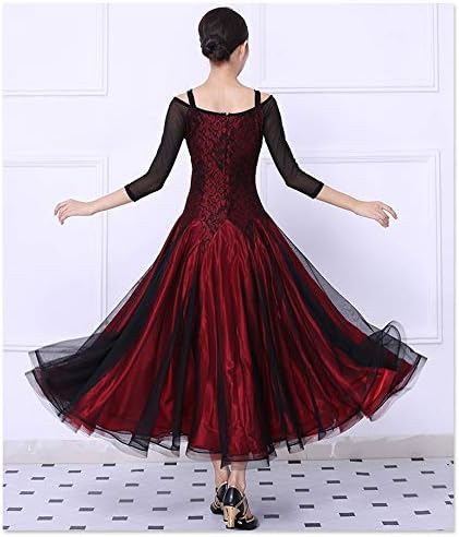 ModLatBal kadın Balo Salonu Standart Elbise Modern Vals Flamenko Zarif Elbiseler Uzun Kollu Rekabet Dans Etekler