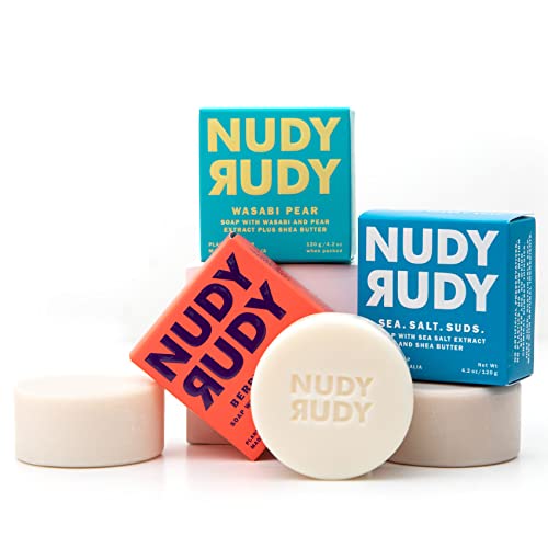 Nudy Rudy Doğal Kalıp Sabun / 3 Paket Çeşitli Organik Shea Yağı Sabun Çubukları / Erkekler ve Kadınlar için Nemlendirici