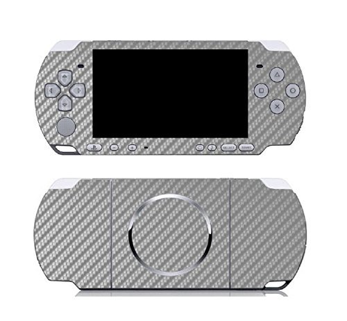 Gümüş Karbon Fiber vinil kapak kaplama çıkartması Çıkartması Sony PSP 3000 için