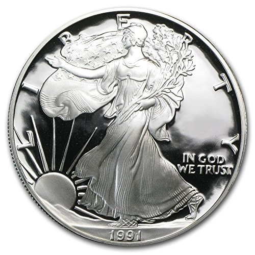1991 S Kadife Kutulu Amerikan Gümüş Kartalı & COA $ 1 Kanıt ABD Darphanesi