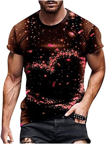 3D Baskılı Üstleri Erkekler için, erkek Aşk Kalp Baskı T Shirt Serin Kısa Kollu Grafik Tees Casual Rahat Crewneck