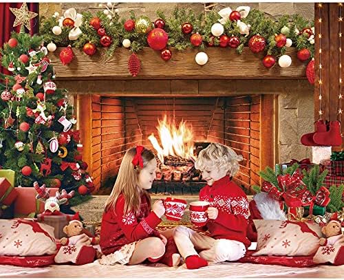 Msocıo 7x5ft Dayanıklı Polyester Kumaş Noel Şömine Zemin Vintage Noel Ağacı Çorap Hediyeler Süslemeleri Parti Arka