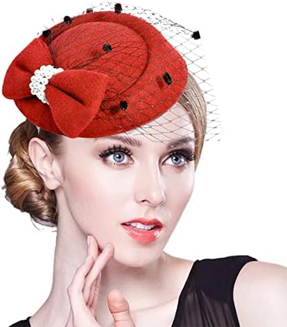 Napoo Çay parti şapkaları Pillbox Şapka Çiçek Örgü Şeritler Tüyler Düğün Çay Partisi Şapka Headpieces El Yapımı Saç