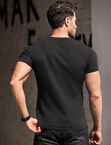 COOFANDY erkek Kas T Shirt Streç Kısa Kollu V Boyun Vücut Geliştirme Egzersiz Tee Gömlek