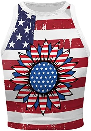 Amerikan Bayrağı Baskı Tankı Üstleri Kadın ABD Yıldız Çizgili Vatansever T Shirt Yaz Gevşek Yelek Dip Tank Top